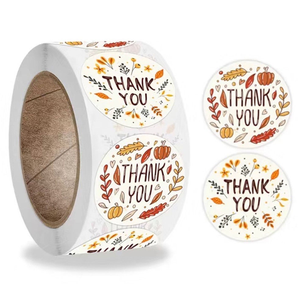 G Stickers 1" Thank You 500ct Fall Leaves (2 Designs) Labels